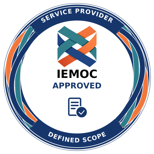 Design sample: IEMOC Approved service providers badge for a defined scope