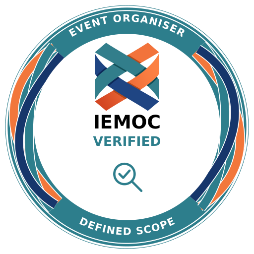 Design sample: IEMOC Verified event organisers badge for a defined scope