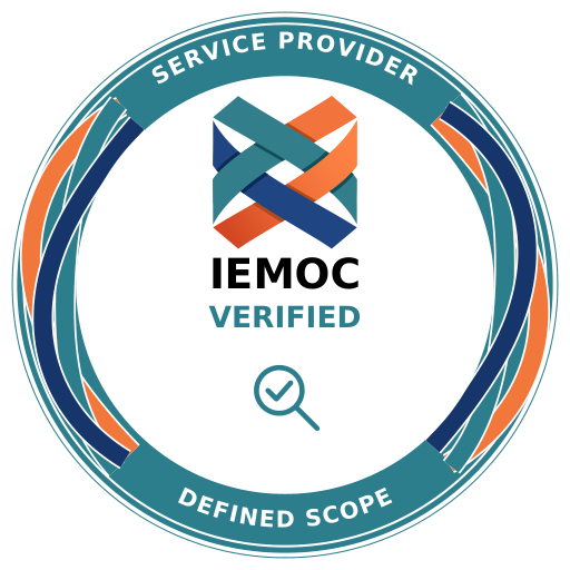 Design sample: IEMOC Verified service providers badge for a defined scope